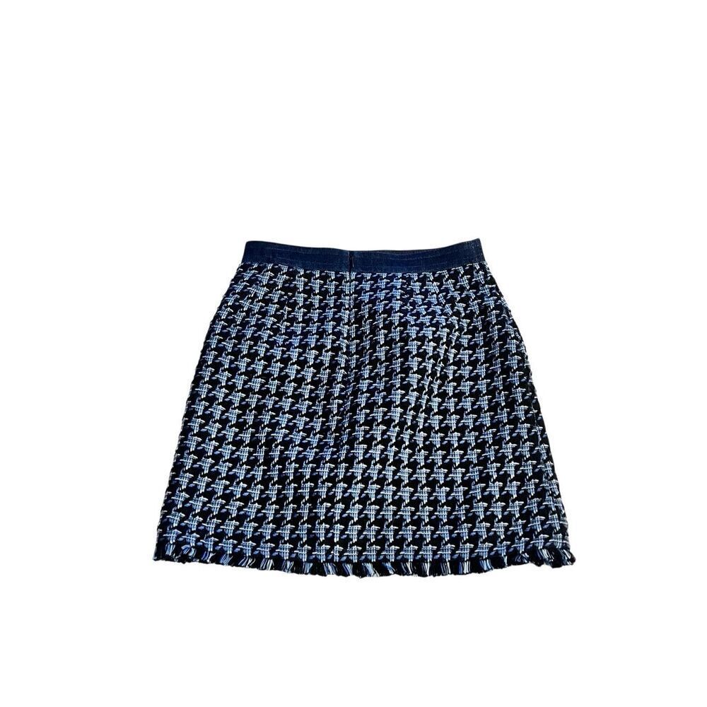 Ann Taylor Women's Houndstooth Tweed Align Pencil Mini Skirt Black Blue Size 4